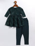 Sishu Girl's Green Mirror Kurta Pyjama Set